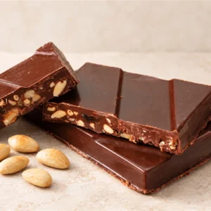 Turrón artesanal trufado de chocolate negro, almendra Marcona y aceite de oliva virgen extra