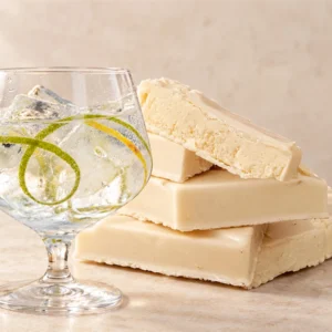 Turrón artesanal trufado de gin tonic, enebro y aceite de oliva virgen extra