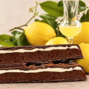 Turrón artesanal de praliné de chocolate al limoncello